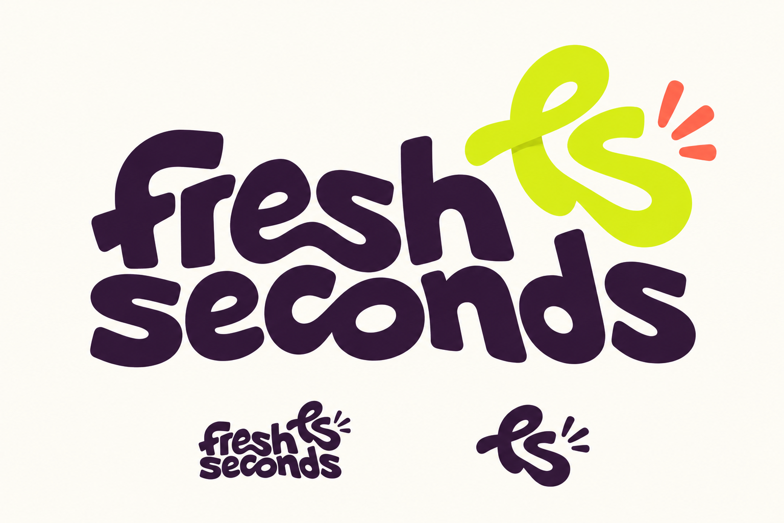 Fresh Seconds, with the lime fs monogram and coral rays.